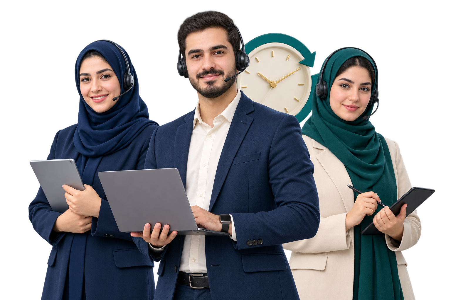 تیم ایرانی پشتیبانی شبانه‌روزی با پوشش اسلامی